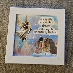 White Framed Angel and Sisters Art